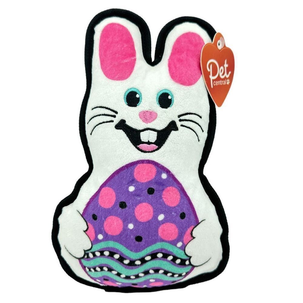Pet‎ Central NWT Easter Bunny Rabbit Plushie Dog Toy White, Pink Pet Supplies